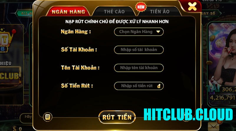 Rút tiền hit Club ngân hàng